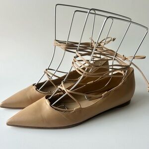 Michael Kors Collection Nude Laced Shoes Ballet Flats Women's 7.5 37.5 EU‎